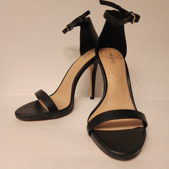 ALDO Caraa Black Leather Dress Sandal In Size 7 - Picture 4 of 12